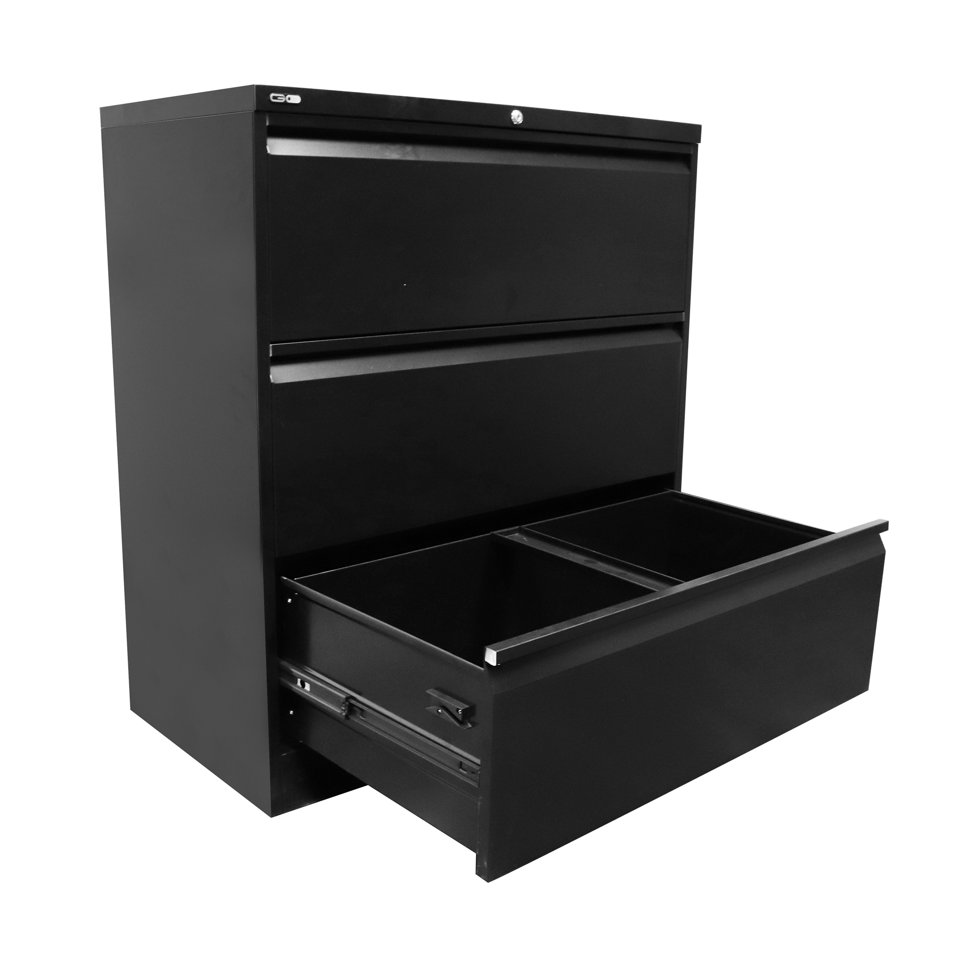 GO Three Drawer Lateral Filing Cabinet - Black
